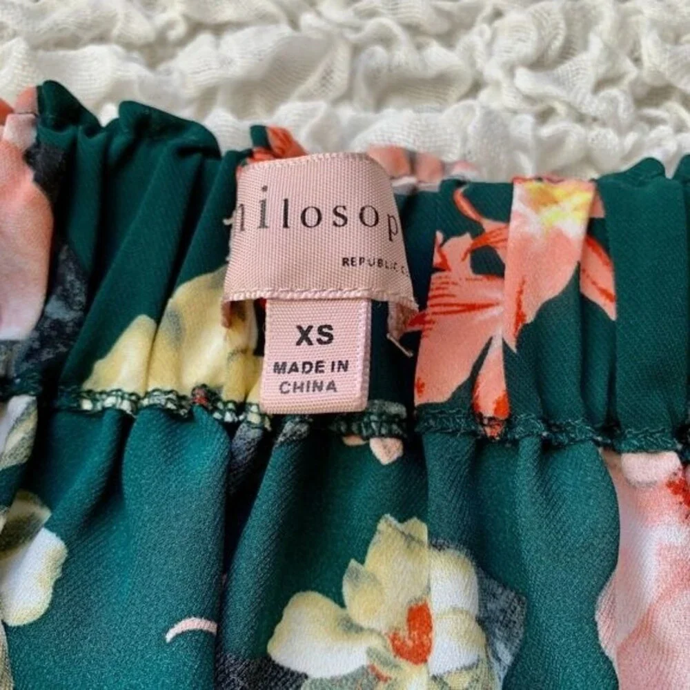 Philosophy Green top women Floral Off The Shoulder Blouse size XS